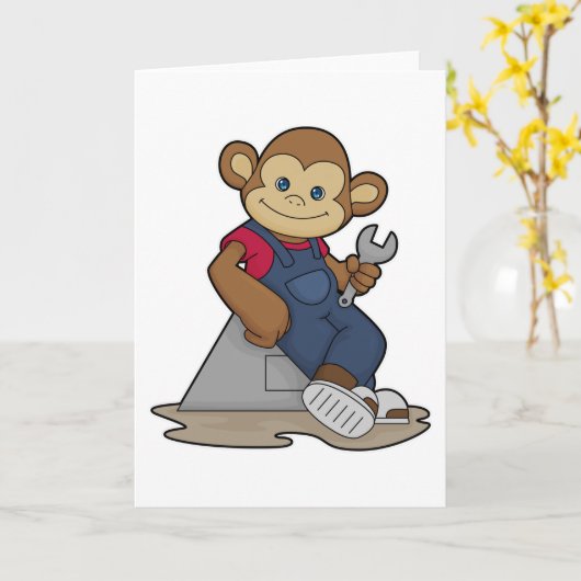 Affe als Mechanik mit Schlüssel Karte (Gelbe Blume)