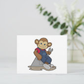 Affe als Mechanik mit Schlüssel Postkarte (Stehend Vorderseite)