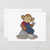 Affe als Mechanik mit Schlüssel Postkarte (Vorne/Hinten)