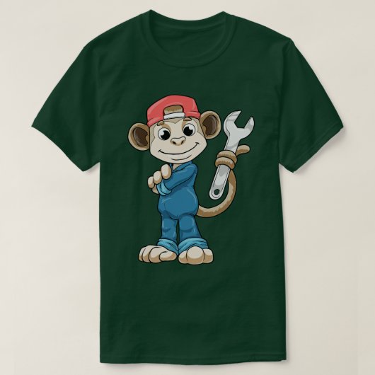 Affe als Mechanik mit Werkzeugen und Helm T-Shirt (Design vorne)