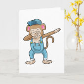 Affe als Mechaniker beim Hip Hop Dance Dab Karte (Gelbe Blume)