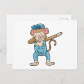 Affe als Mechaniker beim Hip Hop Dance Dab Postkarte (Vorne/Hinten)