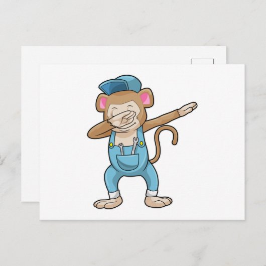 Affe als Mechaniker beim Hip Hop Dance Dab Postkarte (Vorne/Hinten)