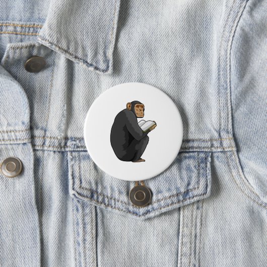 Affe als Nerd mit Buch Button (Beispiel)