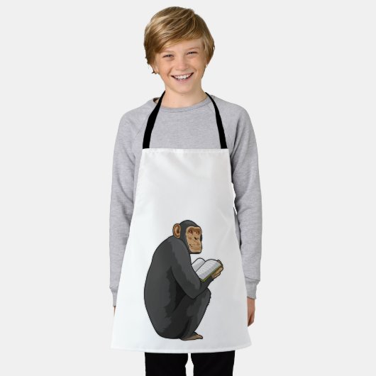 Affe als Nerd mit Buch Schürze (Getragen)