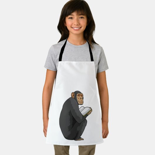 Affe als Nerd mit Buch Schürze (Insitu)