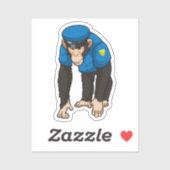 Affe als Polizeibeamter mit einheitlicher Aufkleber (Blatt)