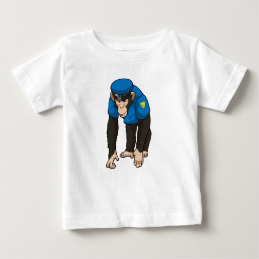 Affe als Polizeibeamter mit einheitlicher Baby T-shirt (Vorderseite)