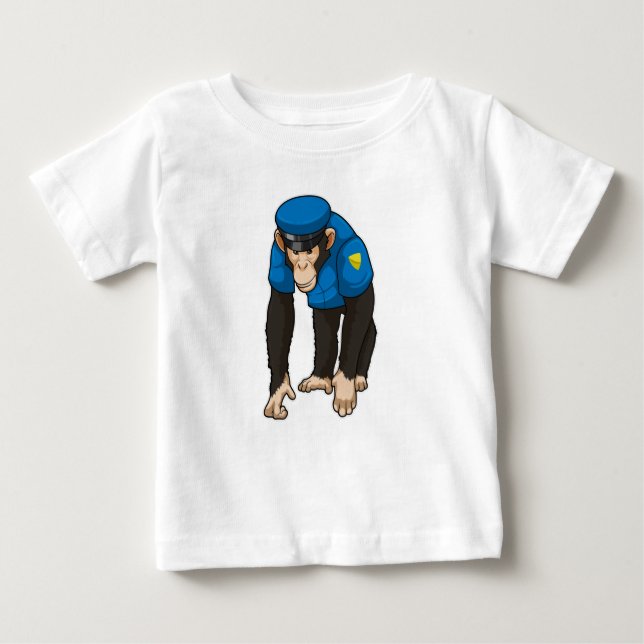 Affe als Polizeibeamter mit einheitlicher Baby T-shirt (Vorderseite)