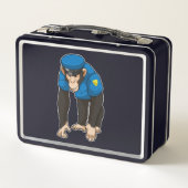 Affe als Polizeibeamter mit einheitlicher Metall Brotdose (Rückseite)