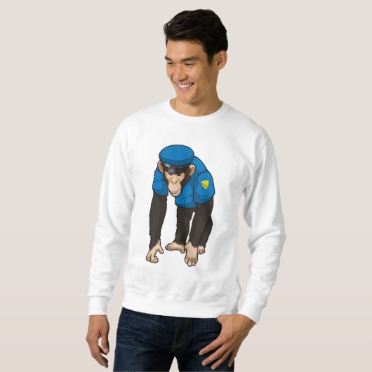 Affe als Polizeibeamter mit einheitlicher Sweatshirt (Vorne ganz)