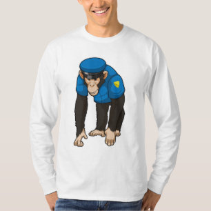 Affe als Polizeibeamter mit einheitlicher T-Shirt