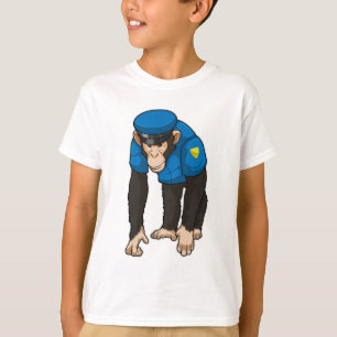 Affe als Polizeibeamter mit einheitlicher T-Shirt