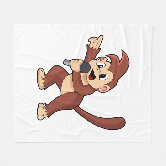 Affe als Sänger mit Mikrofon.PNG Fleecedecke (Vorderseite (Horizontal))