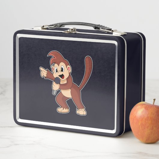 Affe als Sänger mit Mikrofon.PNG Metall Brotdose (Beispiel)