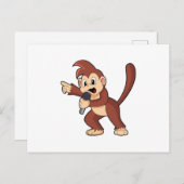 Affe als Sänger mit Mikrofon.PNG Postkarte (Vorne/Hinten)