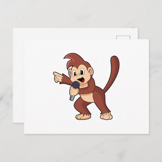 Affe als Sänger mit Mikrofon.PNG Postkarte (Vorne/Hinten)