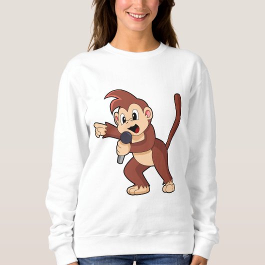 Affe als Sänger mit Mikrofon.PNG Sweatshirt (Vorderseite)