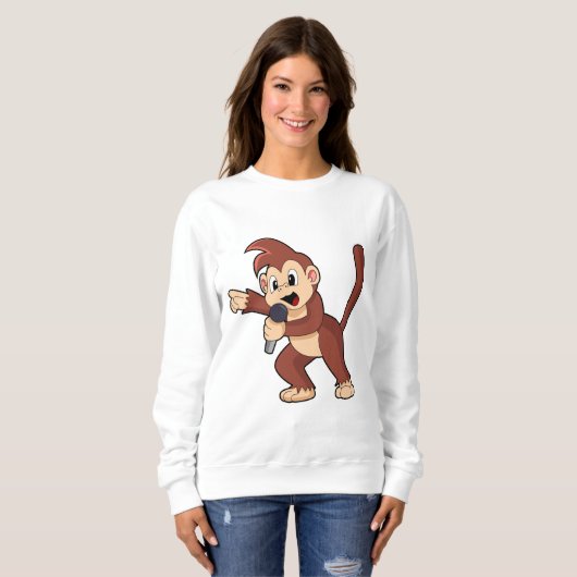 Affe als Sänger mit Mikrofon.PNG Sweatshirt (Vorne ganz)