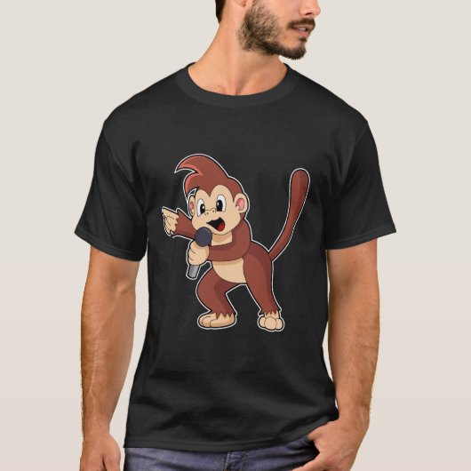 Affe als Sänger mit Mikrofon.PNG T-Shirt (Vorderseite)