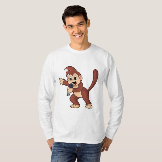Affe als Sänger mit Mikrofon.PNG T-Shirt (Vorne ganz)