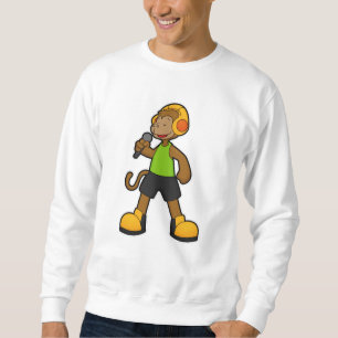 Affe als Sänger mit Mikrofon und Kopfhörer Sweatshirt