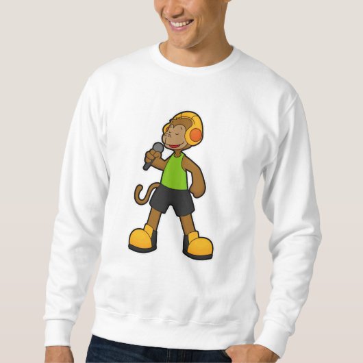 Affe als Sänger mit Mikrofon und Kopfhörer Sweatshirt (Vorderseite)