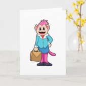Affe als Sekretär im Beutel Karte (Gelbe Blume)