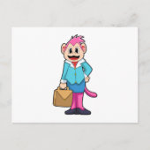 Affe als Sekretär im Beutel Postkarte (Vorderseite)