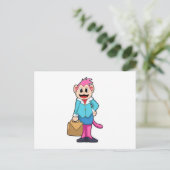 Affe als Sekretär mit Tasche Postkarte (Stehend Vorderseite)