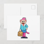 Affe als Sekretär mit Tasche Postkarte (Vorne/Hinten)