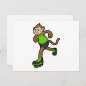 Affe als Skater mit Inline-Skaten Postkarte (Vorne/Hinten)