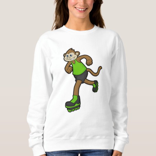 Affe als Skater mit Inline-Skaten Sweatshirt (Vorderseite)