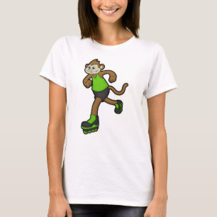 Affe als Skater mit Inline-Skaten T-Shirt