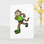 Affe als Skater mit Inline-Skates Karte (Gelbe Blume)