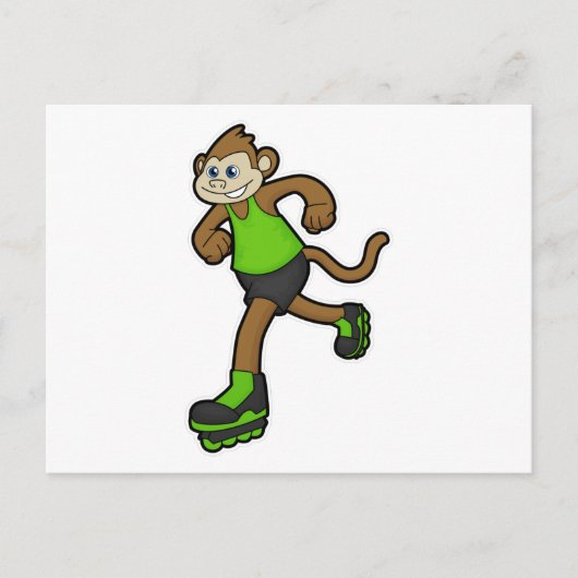 Affe als Skater mit Inline-Skates Postkarte (Vorderseite)