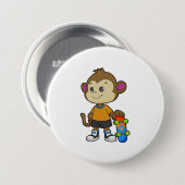 Affe als Skater mit Skateboard Button (Vorne & Hinten)