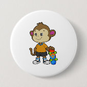 Affe als Skater mit Skateboard Button (Vorderseite)