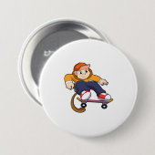 Affe als Skater mit Skateboard Button (Vorne & Hinten)