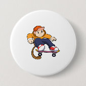 Affe als Skater mit Skateboard Button (Vorderseite)