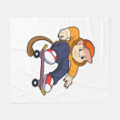 Affe als Skater mit Skateboard Fleecedecke (Vorderseite (Horizontal))