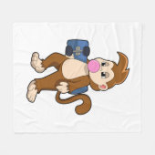 Affe als Skater mit Skateboard Fleecedecke (Vorderseite (Horizontal))