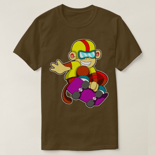 Affe als Skater mit Skateboard-Helm T-Shirt (Design vorne)