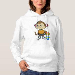 Affe als Skater mit Skateboard Hoodie