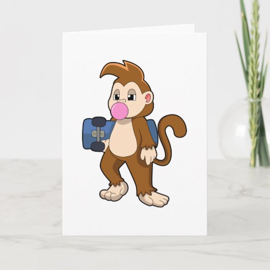 Affe als Skater mit Skateboard Karte (Vorderseite)