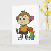 Affe als Skater mit Skateboard Karte (Gelbe Blume)