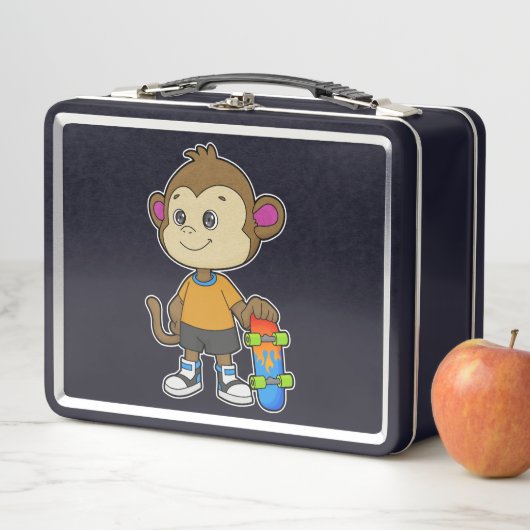 Affe als Skater mit Skateboard Metall Brotdose (Beispiel)