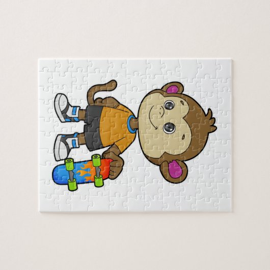 Affe als Skater mit Skateboard Puzzle (Horizontal)