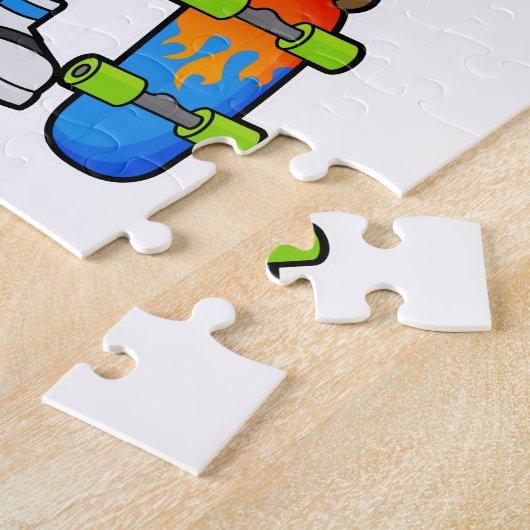 Affe als Skater mit Skateboard Puzzle (Seite)