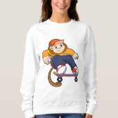 Affe als Skater mit Skateboard Sweatshirt (Vorderseite)